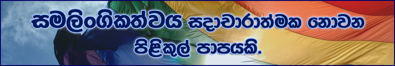 සමලිංගිකත්වය සදාචාරාත්මක නොවන පිළිකුල් පාපයකි.